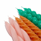 HAY Long Candles - Set Of 6 in Green Dark/Rose/Tangerine