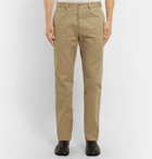 Maison Margiela - Slim-Fit Vinyl-Trimmed Cotton-Twill Trousers - Men - Beige