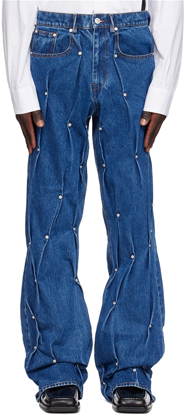 Photo: KUSIKOHC Blue Multi Rivet Jeans