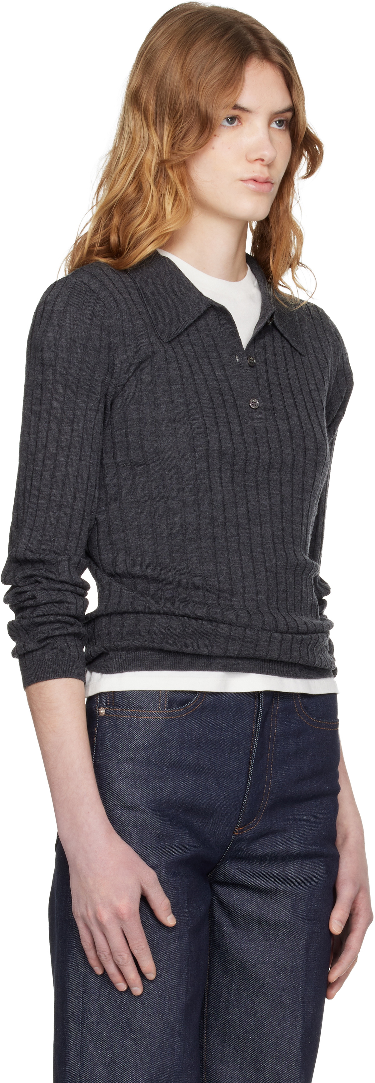 A.P.C. Gray Wool Polo