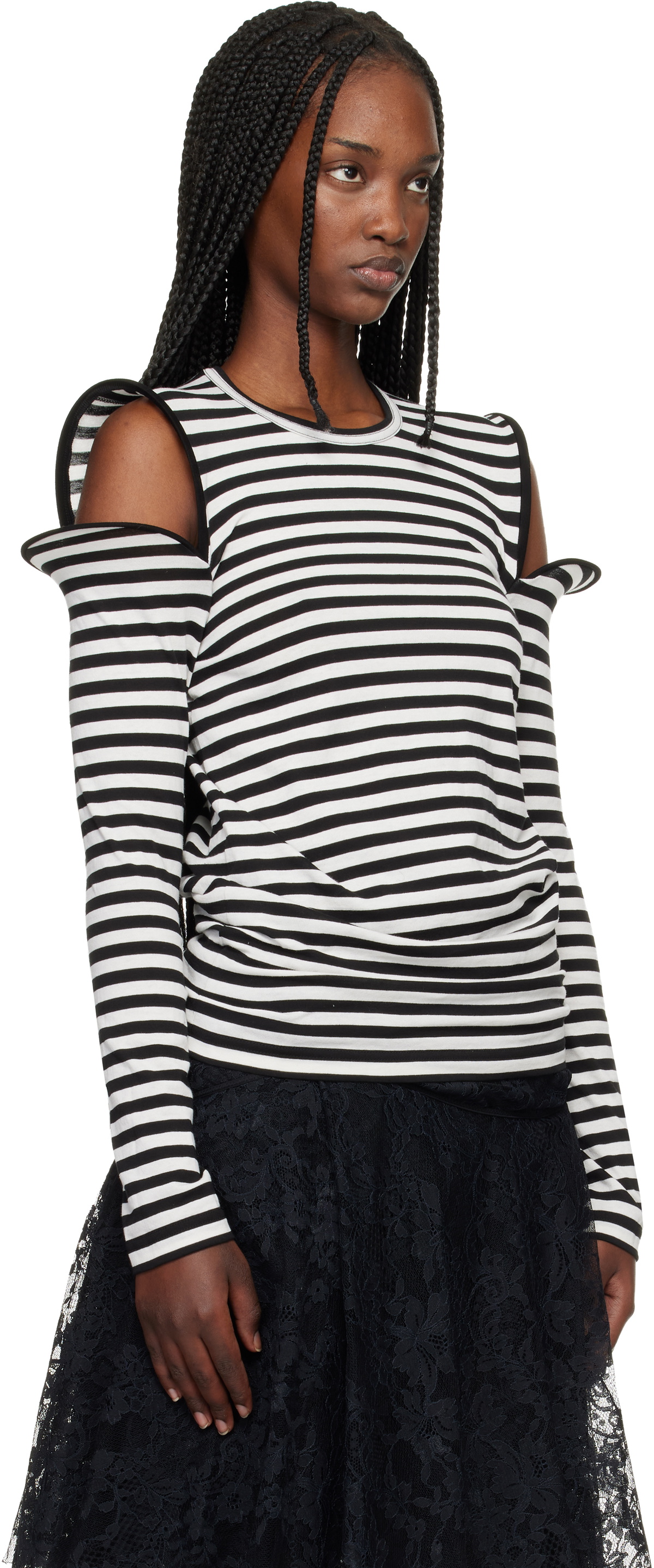 Junya Watanabe Black & White Stripe Jersey T-shirt