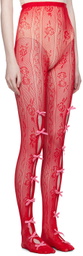 Nodress SSENSE Exclusive Red Bowknot Fishnet Tights