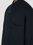 Collarless Twill Sports Jacket in Black