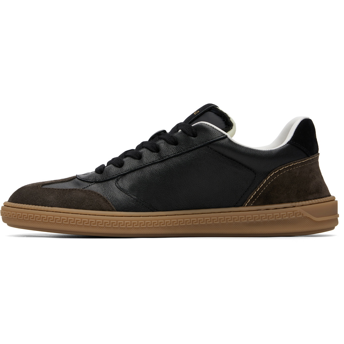Versace Black & Brown Greca Court Nappa & Suede Sneakers