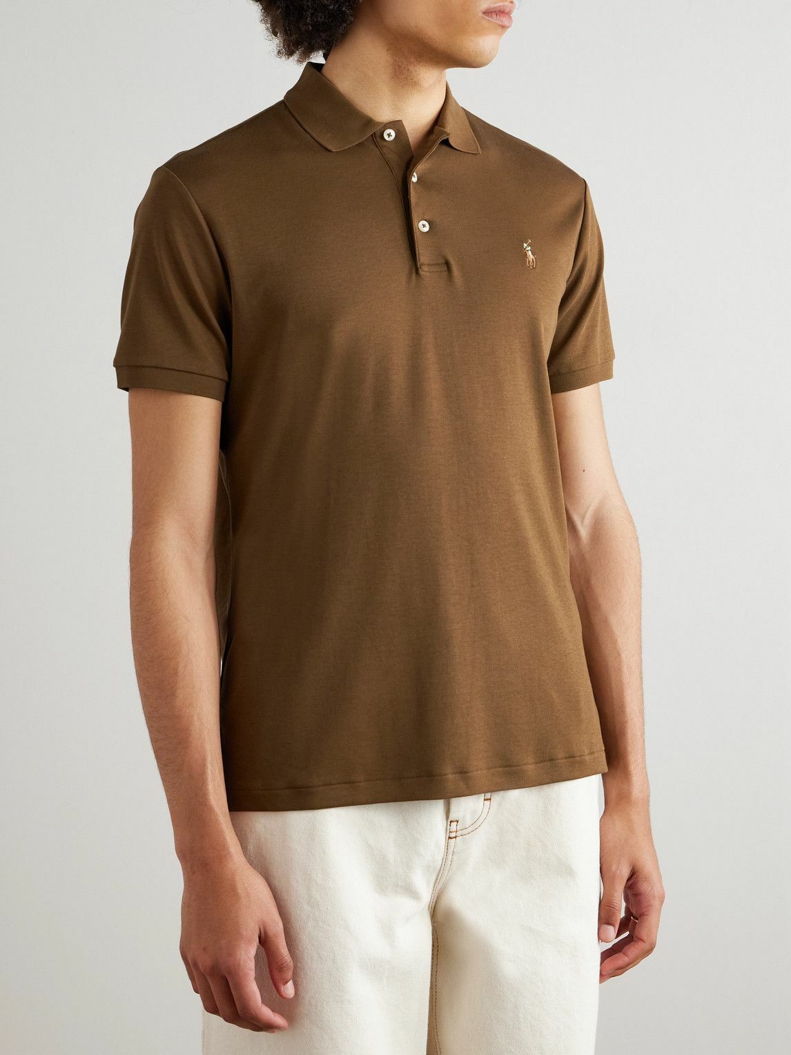 Polo Ralph Lauren ブラウン ポロチノ Logo cotton-blend fleece sweatshirt in brown - Polo Ralph Lauren