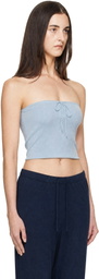 St. Agni Blue Wool Strapless Top