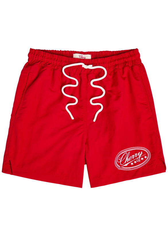 Photo: Cherry Los Angeles Five Star Logo-embroidered Nylon Swim Shorts Red