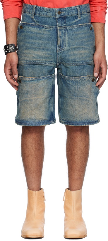 Photo: GUESS USA Blue Faded Denim Shorts