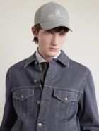 Brunello Cucinelli - Logo-Embroidered Leather-Trimmed Cotton-Twill Baseball Cap - Green