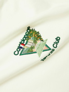 Casablanca - Embroidered Organic Cotton-Jersey Hoodie - White