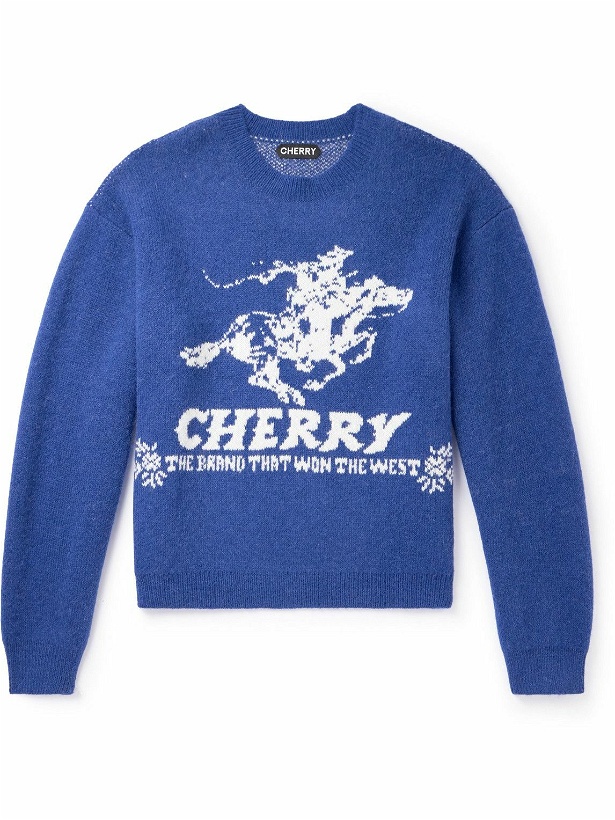 Photo: Cherry Los Angeles - Intarsia-Knit Alpaca-Blend Sweater - Blue