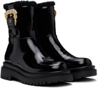 Versace Jeans Couture Black Baroque Buckle Drew Boots