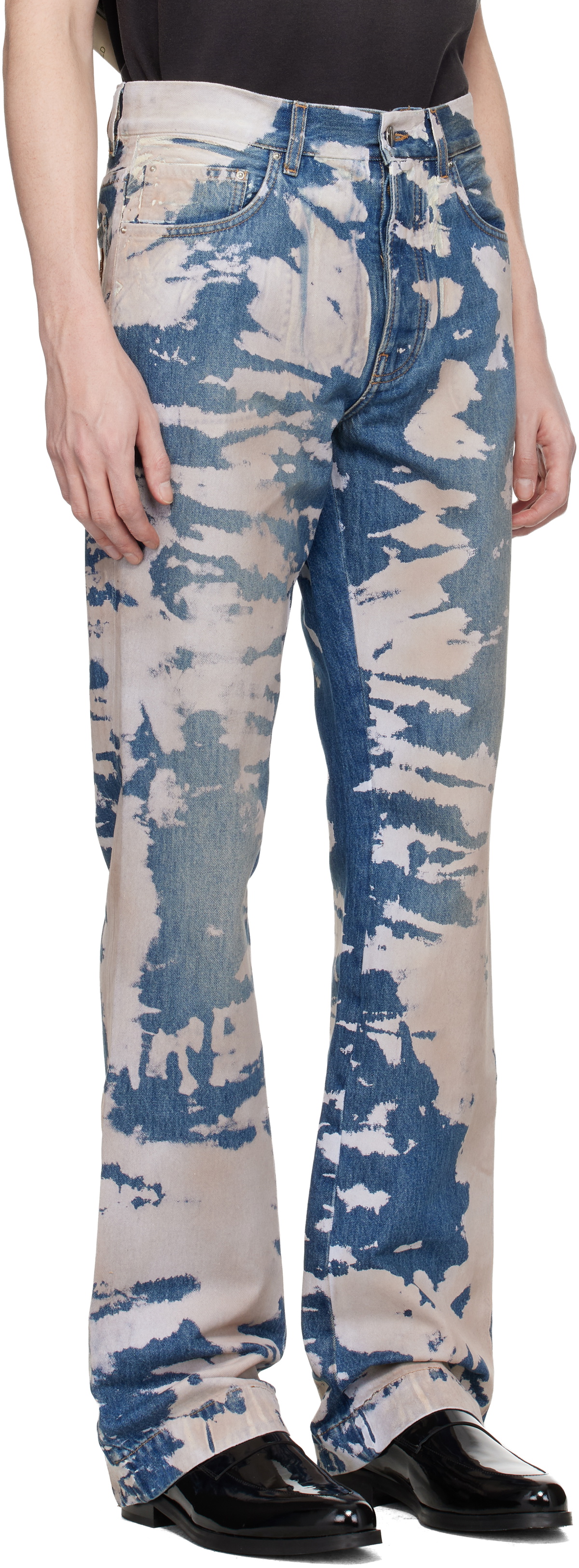 AMIRI Blue Bleached Straight Flare Jeans