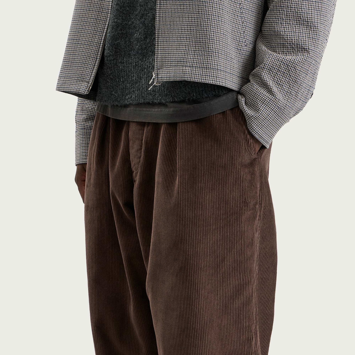 Universal Works Men's Cord Pleated Track Pant in Cacao