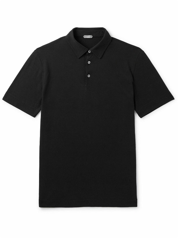 Photo: Incotex - Slim-Fit IceCotton-Jersey Polo Shirt - Black