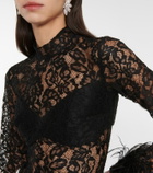Rasario Fringed lace and crêpe gown
