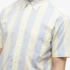 Beams Plus Men's BD Short Sleeve Shadow Stripe Shirt in Yellow