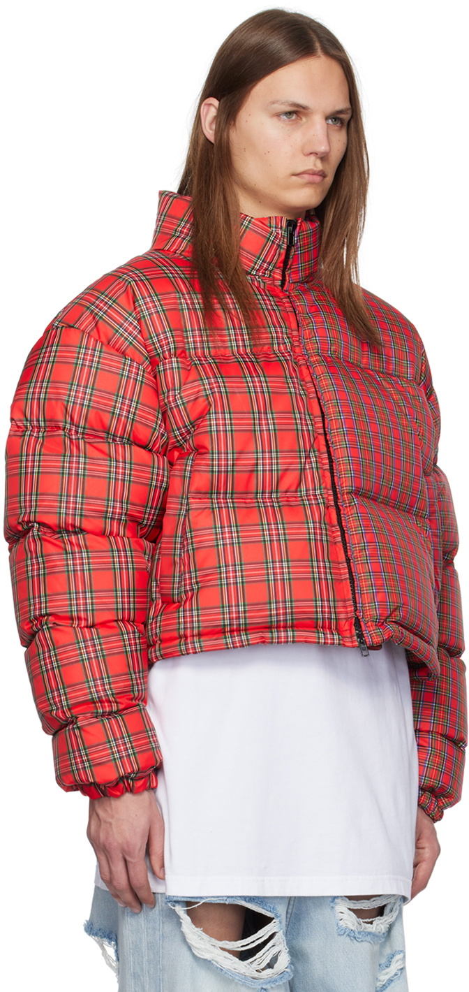 VETEMENTS Red Check Print Puffer Jacket