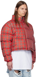 VETEMENTS Red Check Print Puffer Jacket