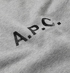 A.P.C. - Logo-Print Mélange Loopback Cotton-Jersey Hoodie - Gray