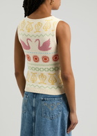Kitri Hailey Swan-intarsia Cotton-blend Tank Ivory