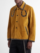 BODE - Carson Studded Leather-Trimmed Suede Jacket - Yellow