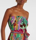 Camilla Printed strapless silk jumpsuit