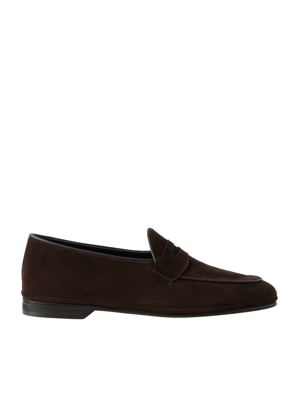 Photo: Rubinacci - Suede Penny Loafers - Brown