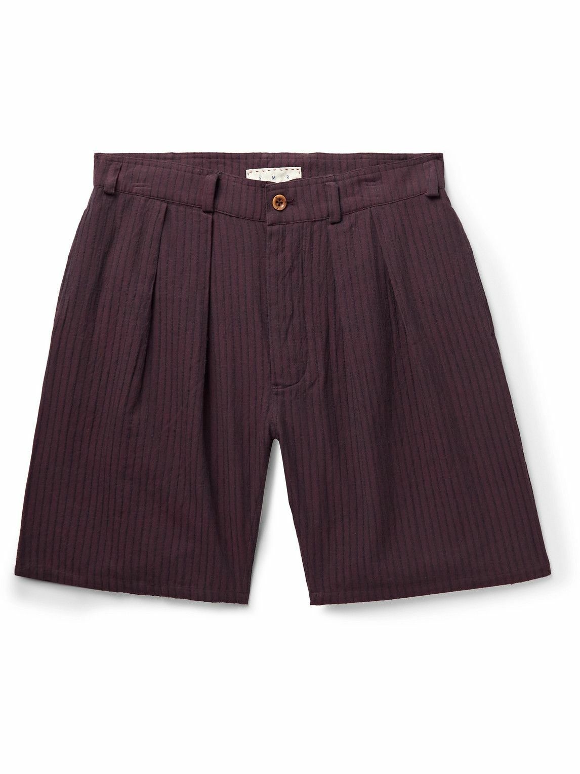 Photo: SMR Days - Mastella Straight-Leg Embroidered Cotton Shorts - Purple