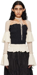 Kijun Off-White Ruffle Sleeve Cardigan