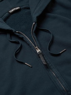 TOM FORD - Garment-Dyed Cotton-Jersey Zip-Up Hoodie - Blue