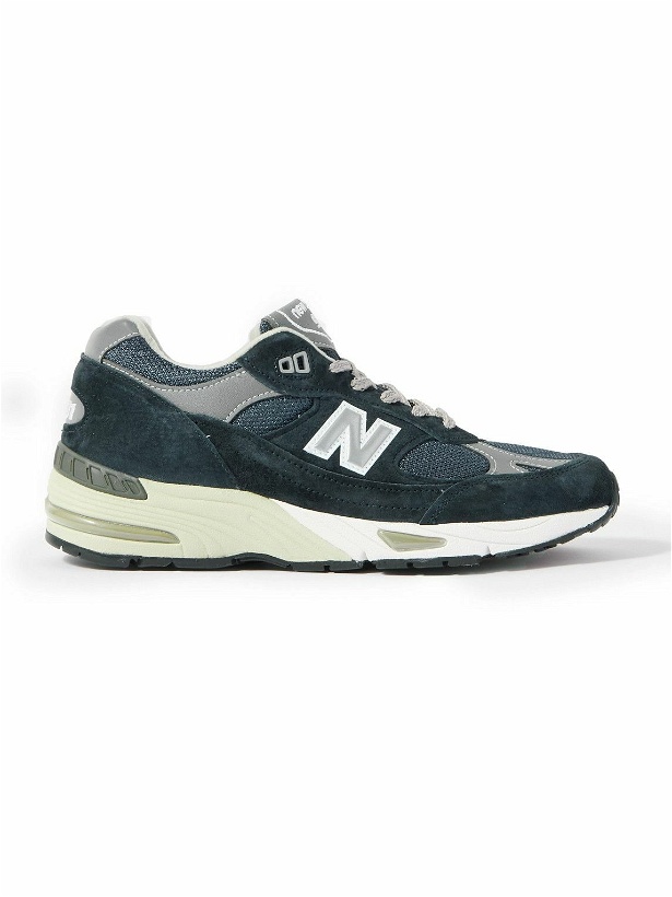 Photo: New Balance - 991 Suede, Mesh and Leather Sneakers - Blue