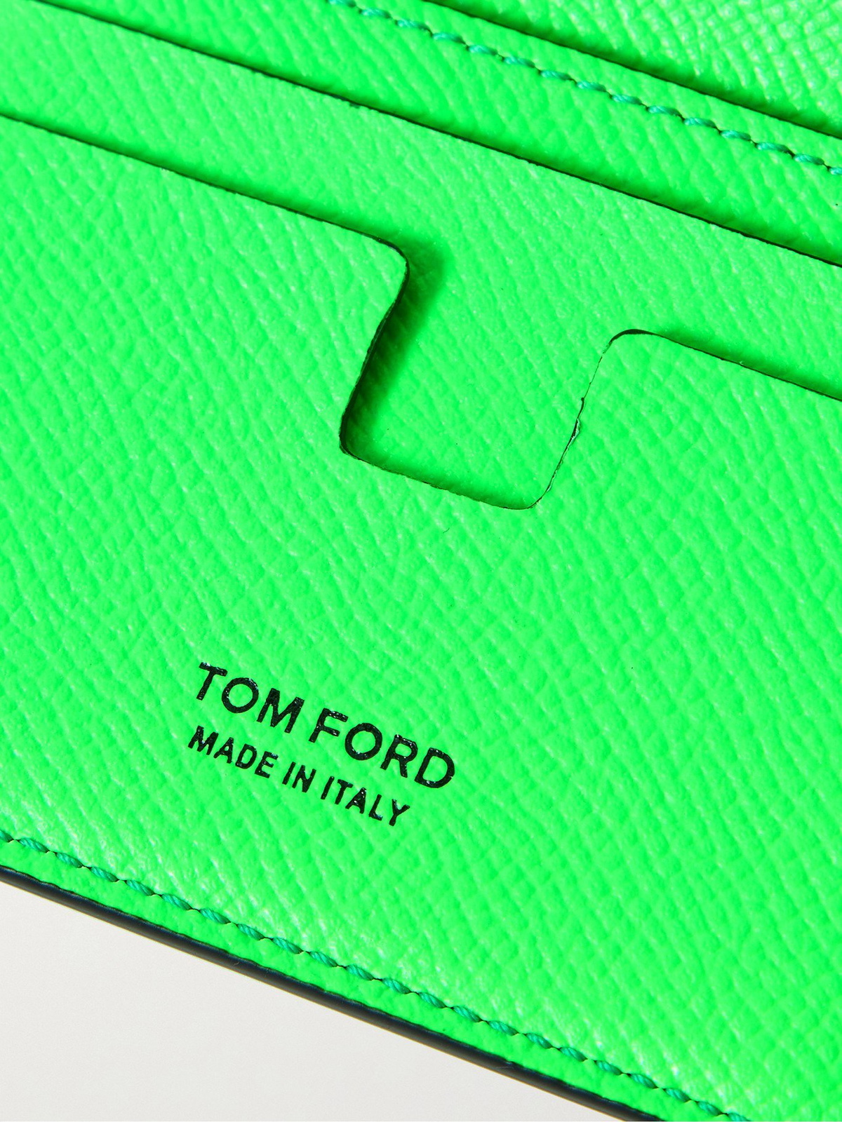 TOM FORD - Neon Full-Grain Leather Bifold Cardholder - Green TOM FORD
