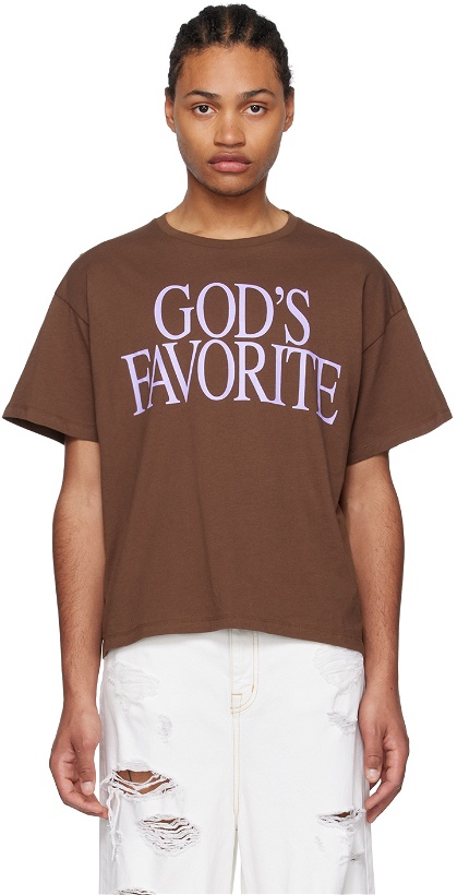 Photo: Praying SSENSE Exclusive Brown 'God's Favorite' T-Shirt