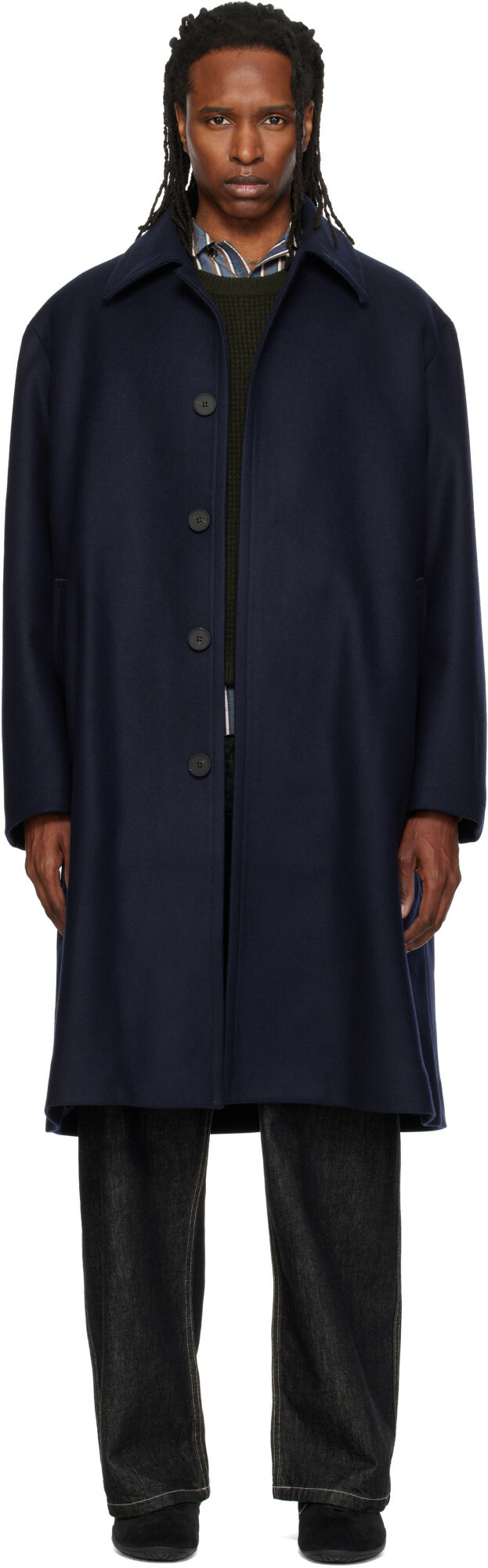 Studio Nicholson Men's Drive Technical Car Coat in Dark Navy