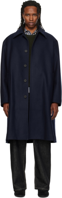 Photo: Studio Nicholson Navy Wool Overcoat