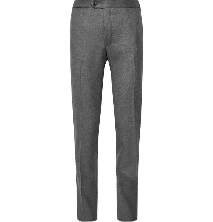 Photo: Thom Sweeney - Brook Slim-Fit Tapered Mélange Wool Trousers - Men - Gray