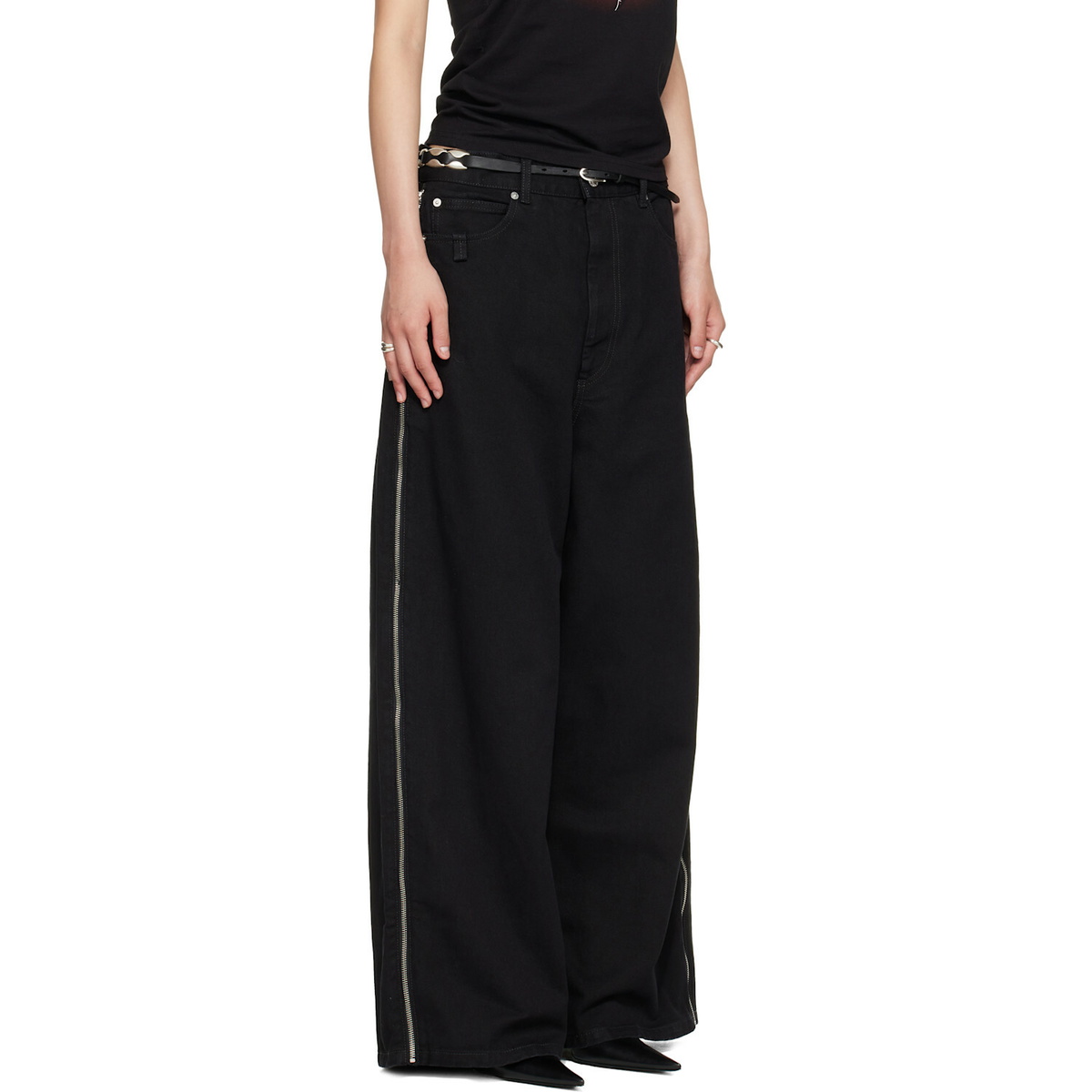 LU'U DAN Black Side Zip Jeans