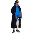 Off-White Blue Wool Double Collar Coat