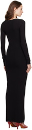 ÉTERNE Black Square Neck Maxi Dress