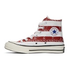 JW Anderson Indigo and Red Converse Edition Grid Logo Chuck 70 Hi Archive Print Sneakers