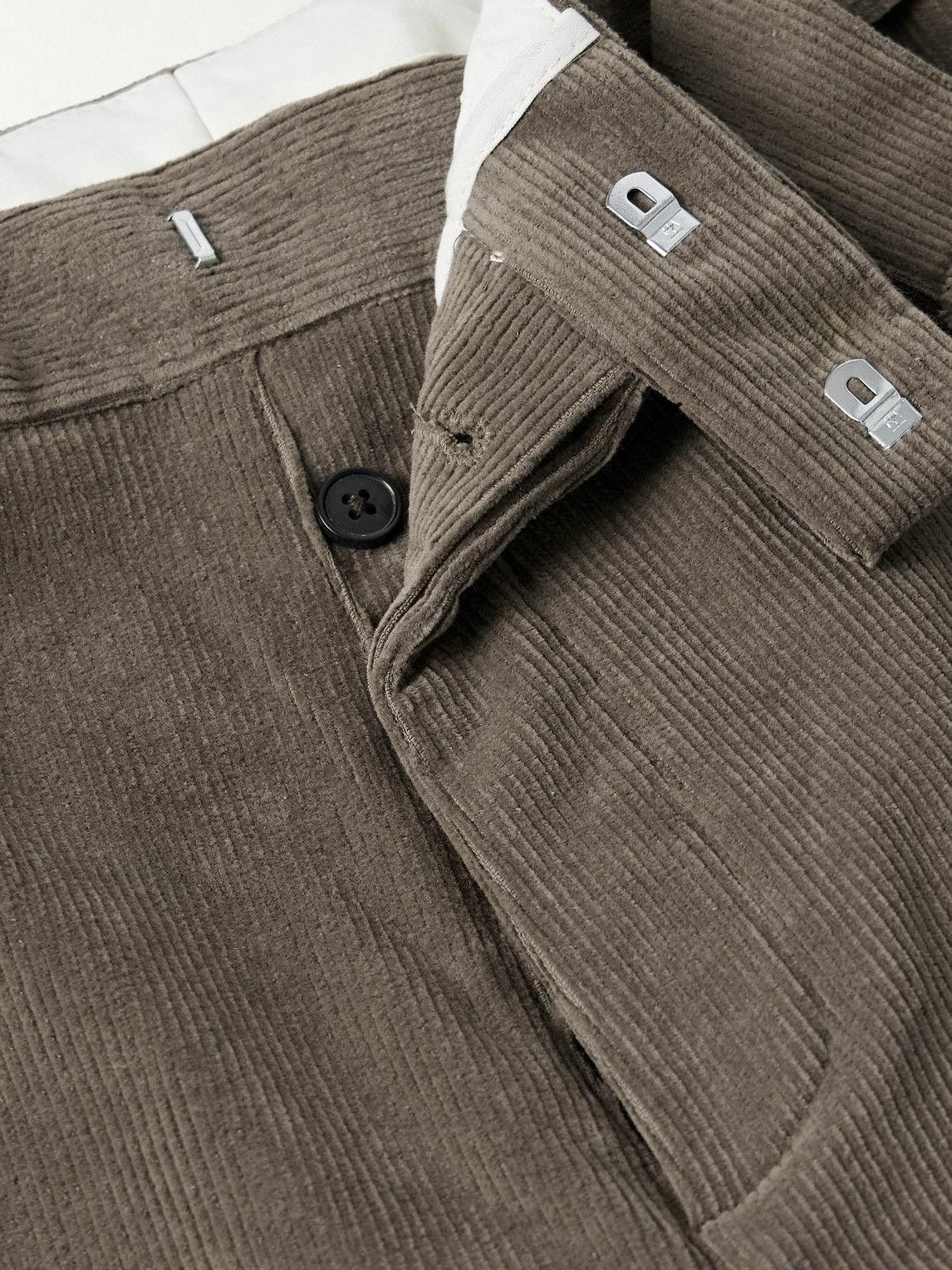 Officine Générale - Hoche Slim-Fit Straight-Leg Belted Cotton-Blend Corduroy Trousers - Brown