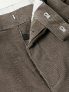 Officine Générale - Hoche Slim-Fit Straight-Leg Belted Cotton-Blend Corduroy Trousers - Brown