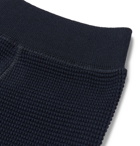 Thom Browne - Slim-Fit Tapered Striped Waffle-Knit Cotton Sweatpants - Blue