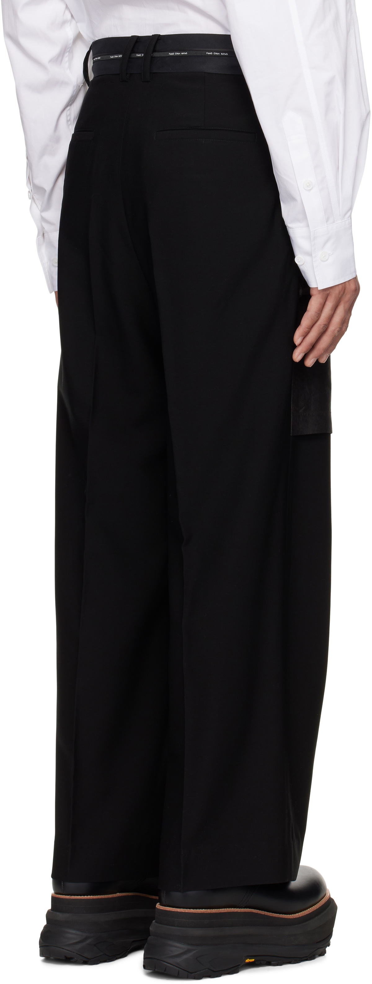 Feng Chen Wang Black Deconstructed Patchwork Trousers