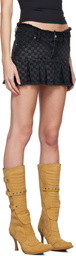 MISBHV Black Monogram Denim Mini Skirt