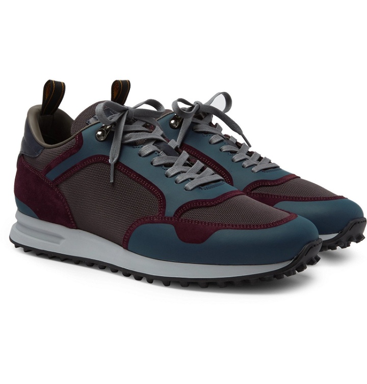 Photo: Dunhill - Radial Runner Leather and Suede-Trimmed Mesh Sneakers - Blue
