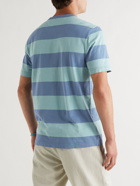 FAHERTY - Striped Organic Cotton-Jersey T-Shirt - Blue