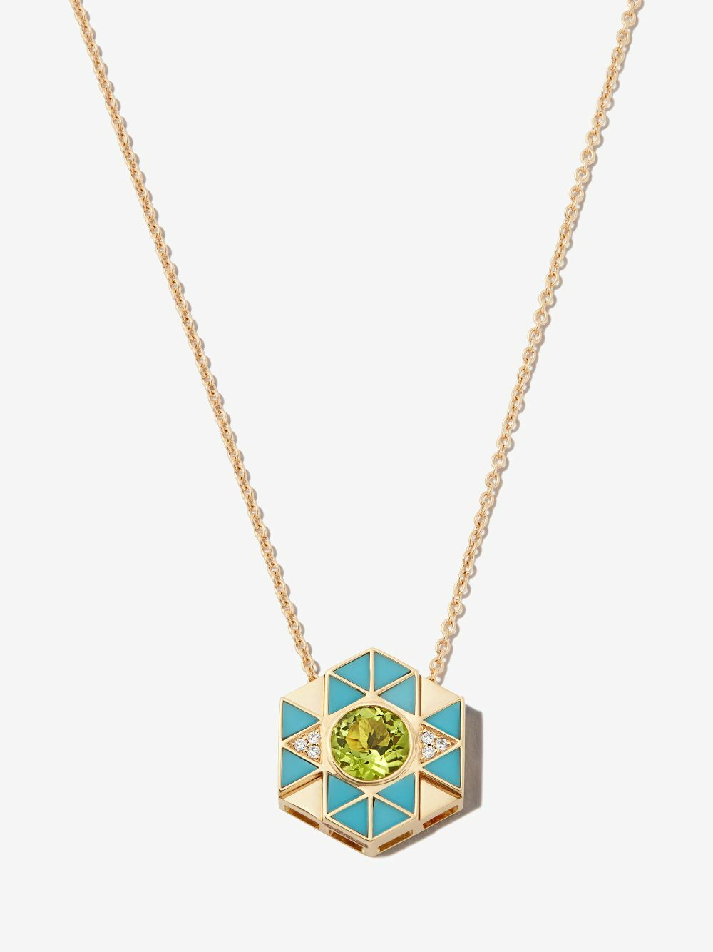 Harwell Godfrey 18K Yellow Gold Evil Eye Turquoise And Peridot Pendant Necklace