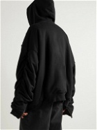 Balenciaga - Oversized Padded Cotton-Jersey Hooded Bomber Jacket - Black